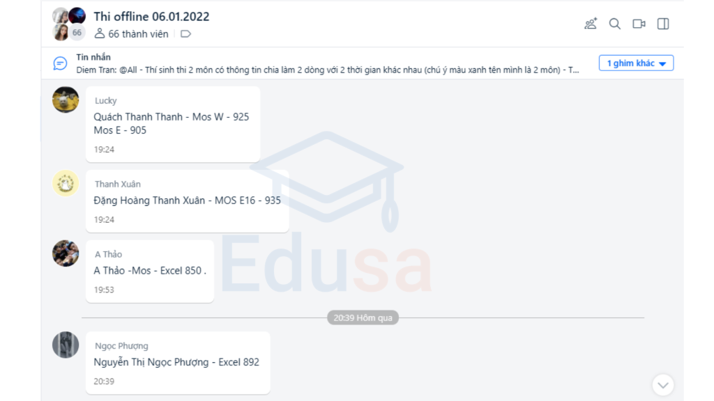 Các thi sinh tham gia khóa MOS online 1:1 tại EDUSA