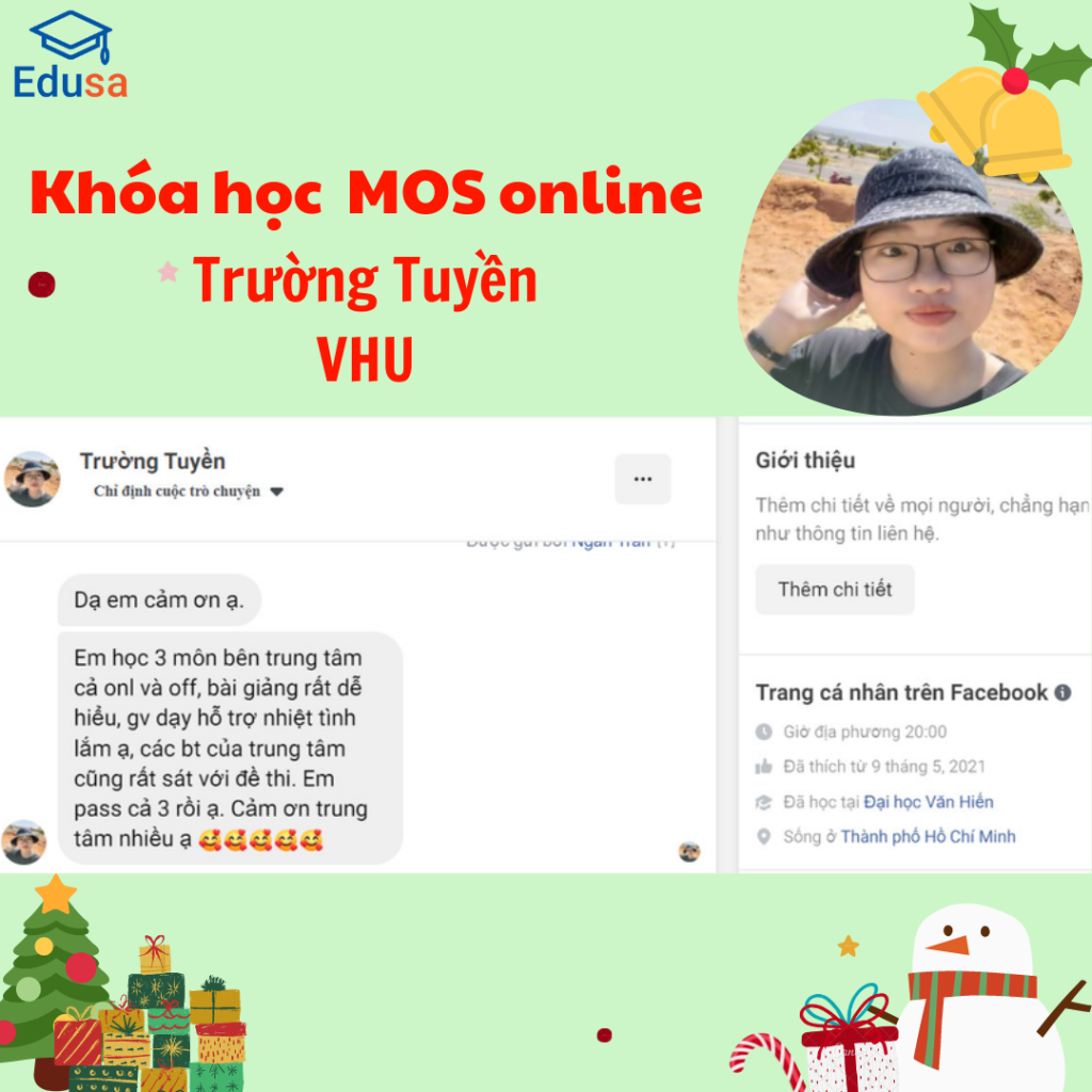 Trường Tuyền sinh viên trường VHU hài lòng về cả khóa MOS online và offline tại EDUSA