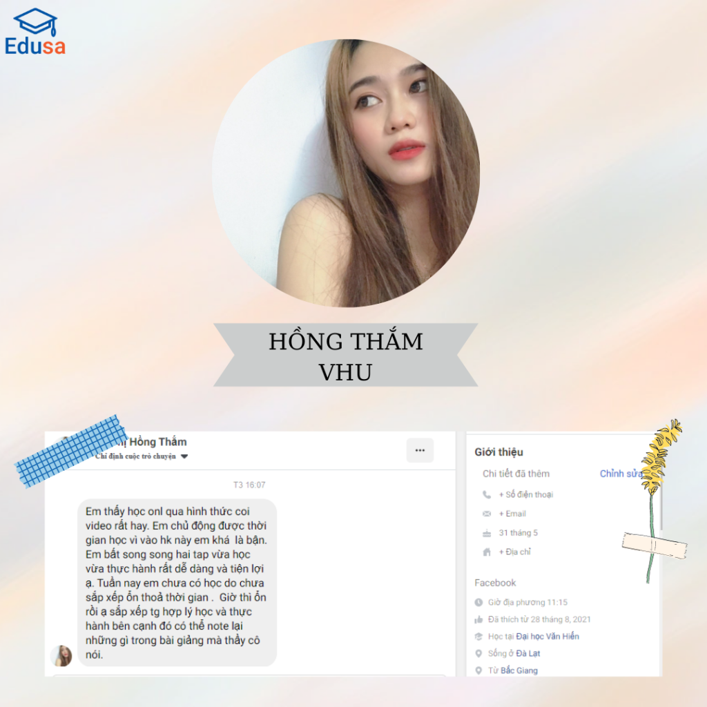 Hồng Thắm sinh viên trường Văn Hiến đã tham gia khóa MOS online 100%