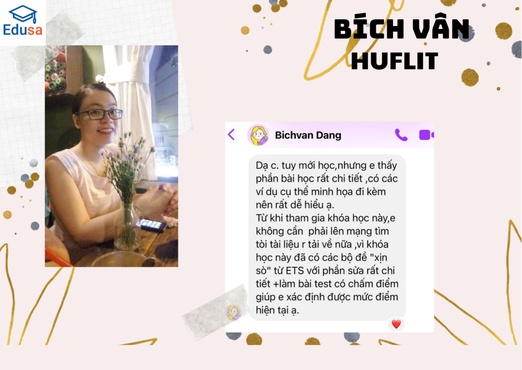 Bích Vân đến từ trường HUFLIT hài lòng vì sự hữu ích của khóa TOEIC online 100%
